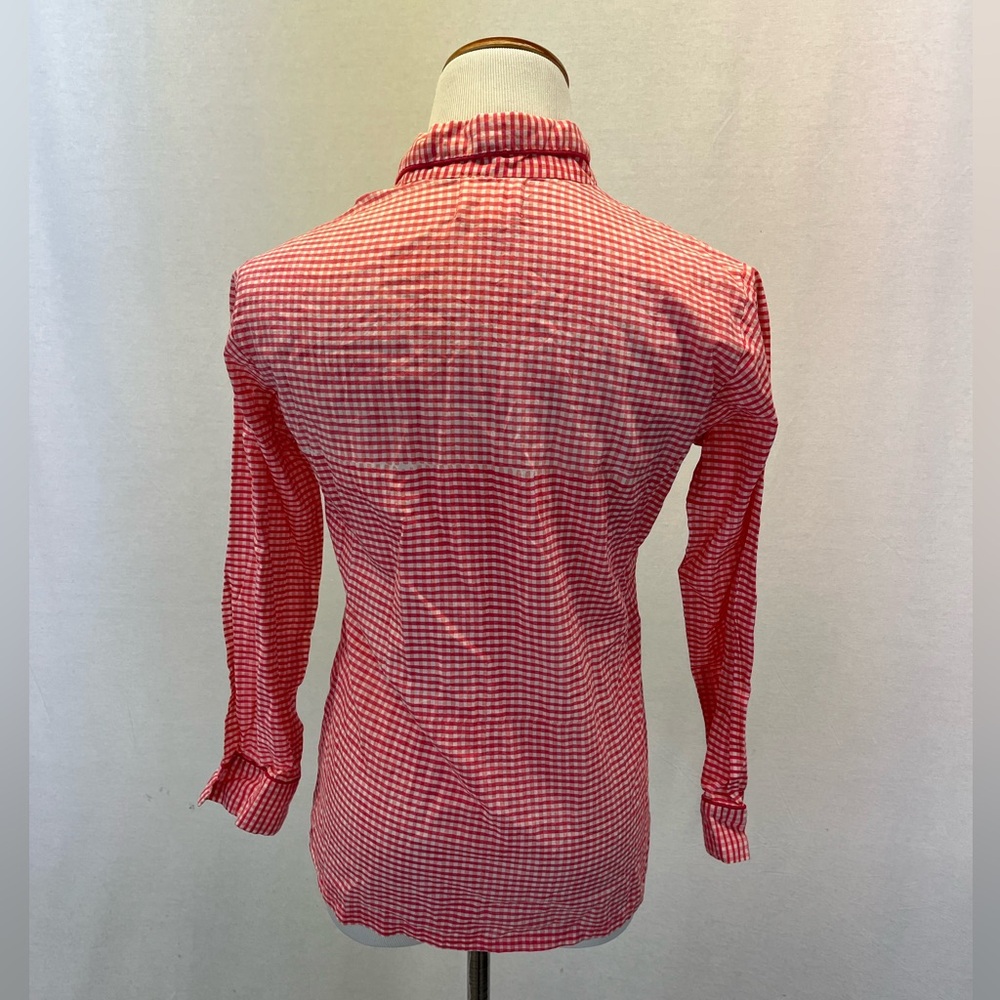 Maria De La Orden Pink Check 100% Cotton Long Sleeve Button Pajama Top Sz. S - Picture 4 of 8